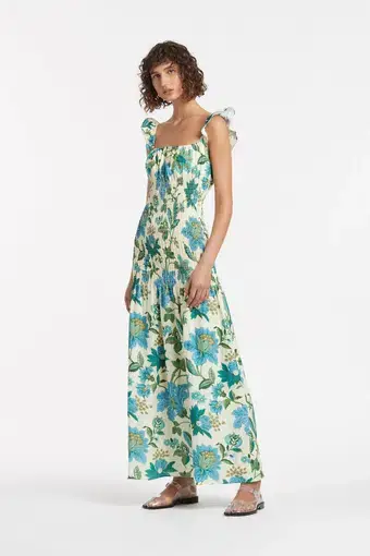 Sir the Label Alexandre Ruched Midi Dress Marguerite Print