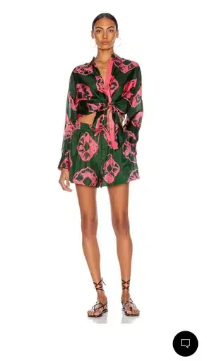 Zimmermann Poppy Relaxed Shirt and Shorts Set in Tie Dye Pink Print