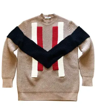 Givenchy Wool & Cashmere V-Detail Sweater Beige Size 8