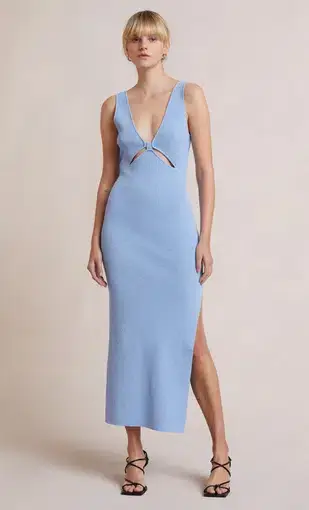 Bec & Bridge Zahara Knit Midi Dress Blue Size 12 