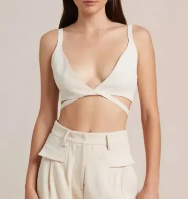 Bec & Bridge Amalia Knit Twist Top Size 6 and Maxi Skirt Size 8 Set Cream