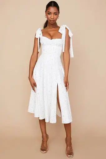 House of CB Alicia Midi Dress White Floral Size S / Au 8
