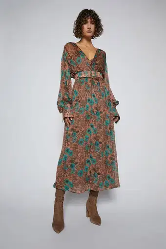 Scanlan Theodore GGT Floral Print Dress in Cinnamon