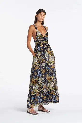 Sir the Label Lilian V Neck Gown in Delia Print