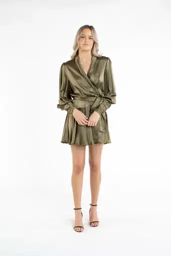 Zimmermann Silk Wrap Mini Dress Fennel Green Size 6