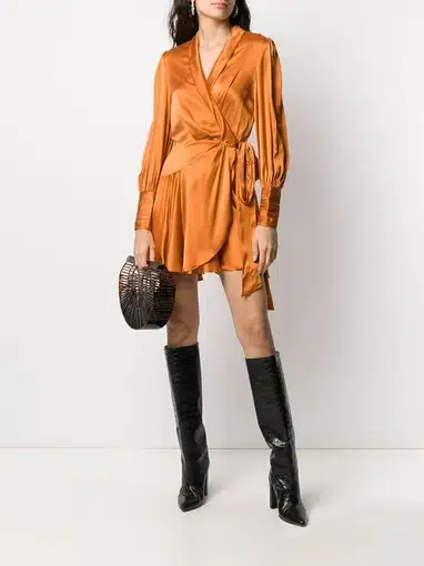Zimmermann Silk Wrap Mini Dress Orange Mango Size 0P