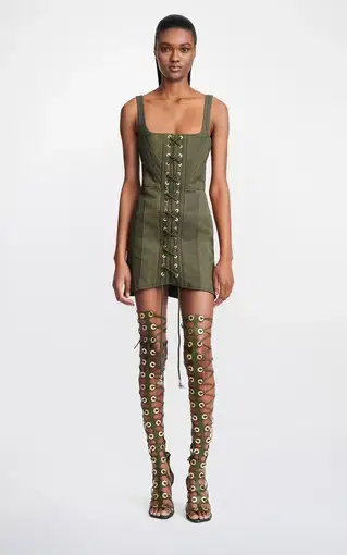 Dion Lee Utility Laced Corset Dress in Moss Green Size 6