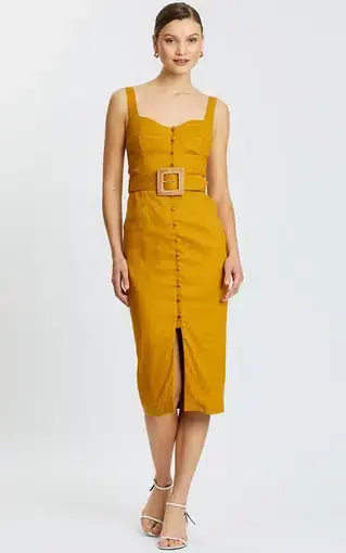 Pasduchas Breeze Midi Dress Yellow Size 14 