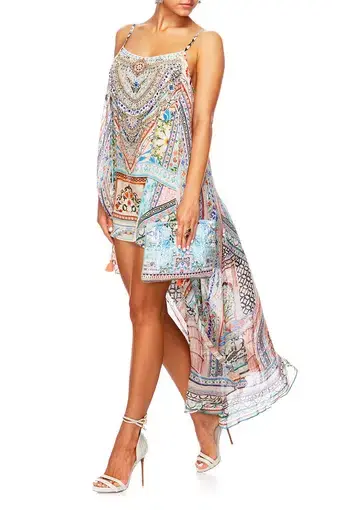 Camilla Mini Dress With Long Overlay Lady Lake Print Size 8