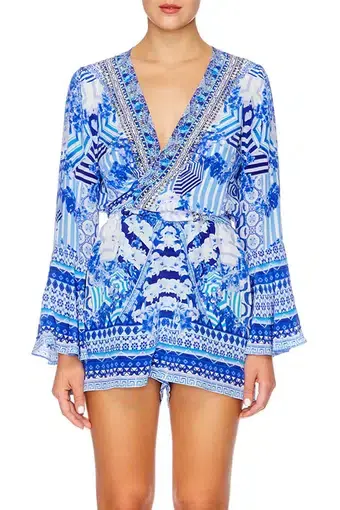 Camilla Throwing Shade Playsuit Blue Size 8