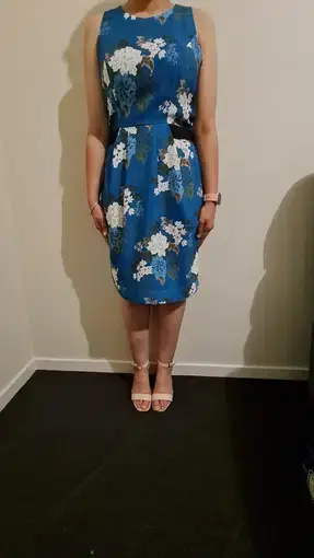 Review Blue Floral Dress Print Size 12