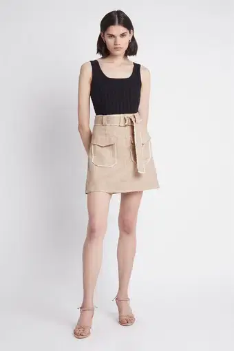Aje Assemble Belted Mini Skirt Beige Size 14