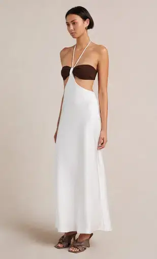 Bec and Bridge Nadia Cut Out Maxi Dress in Ivory/Chocolate Size 8