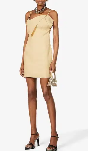 Jacquemus La Robe Drap Mini Dress Yellow Sand Size 8