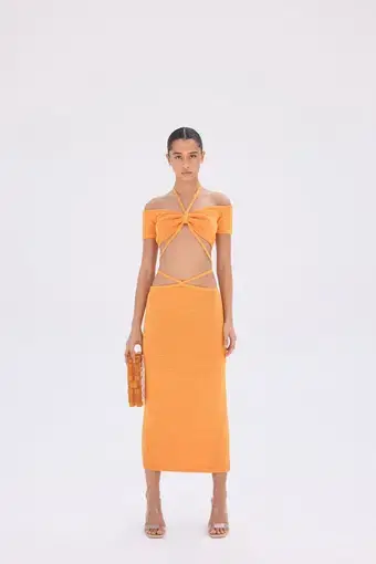 Cult Gaia Cessaly Knit Top & Hedda Knit Skirt Set Marigold Orange Size XS
