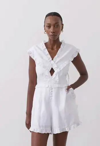 Joslin Kayla Linen Playsuit White Size 10