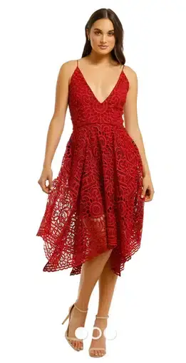 Nicholas Floral Lace Ball Dress Berry Red Size 12
