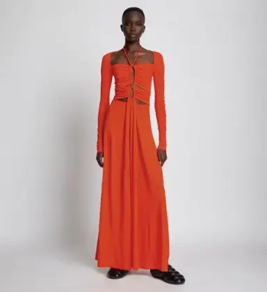 Proenza Schouler Matte Jersey Drawstring Dress Orange Size 6
