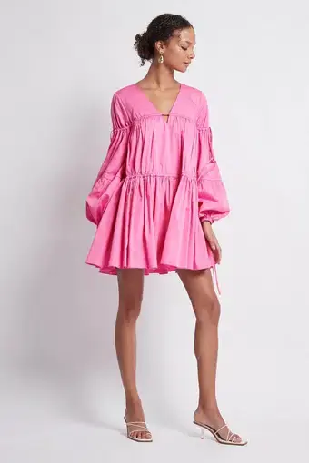 Aje Overture Gathered Smock Mini Dress Pink Size 10