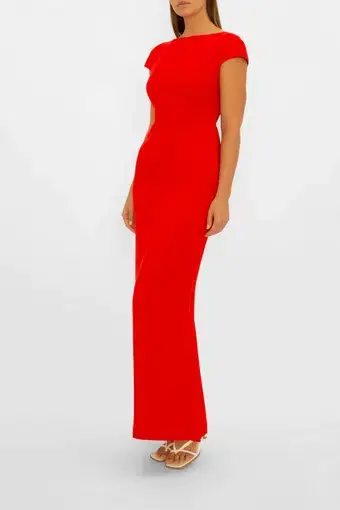 Carla Zampatti Red Bareback Beauty Maxi Dress Red Size 6
