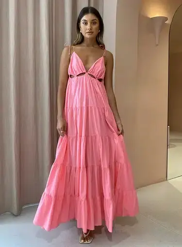 Steele Camellia Dress Neon Pink Size M