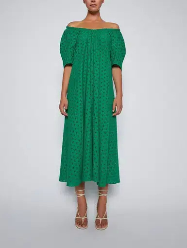 Scanlan Theodore Embroidered Dress Kelly Green Size 6