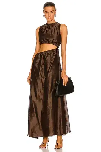Sir the Label Anje Asymmetrical Cut Out Dress in Chocolat Brown