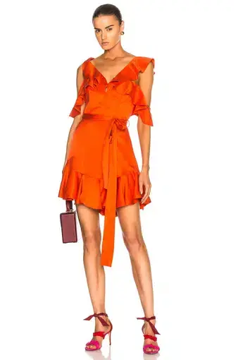 Zimmermann V Mini Dress in Jaffa Orange