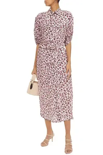 Zimmermann Silk Safari Midi Dress in Candy Leopard Print