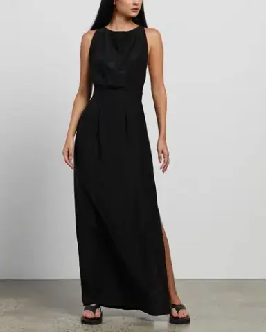 Matin Backless Silk Dress Black Size 10 
