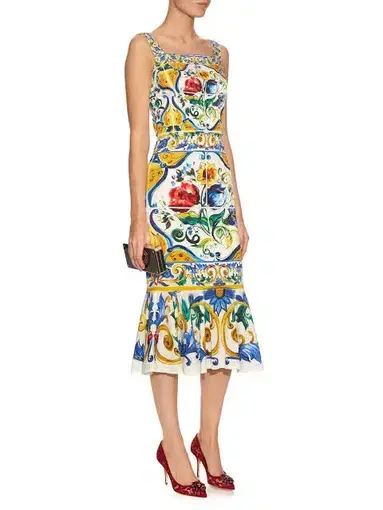 Dolce & Gabbana Majolica Charmeuse Dress Print Size 8