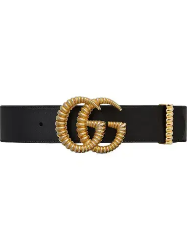 Gucci Torchon Double G Buckle Leather Belt Black