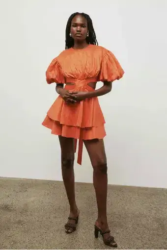 Aje Gracious Cut Out Mini Dress in Saffron Orange