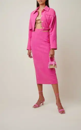Jacquemus Linen Crop Jacket & Valerie Skirt Set Pink