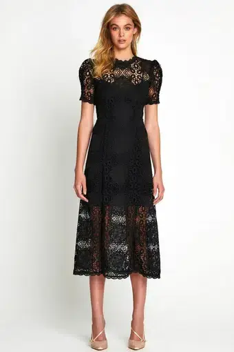 Alice McCall Diamond Veins Midi Dress Black Size XS 