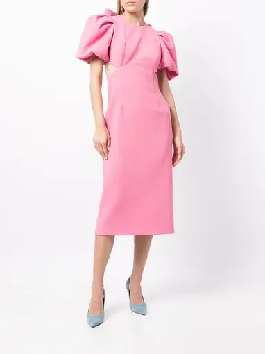 Rebecca Vallance Ally Cut Out Midi Dress Pink Size 10 