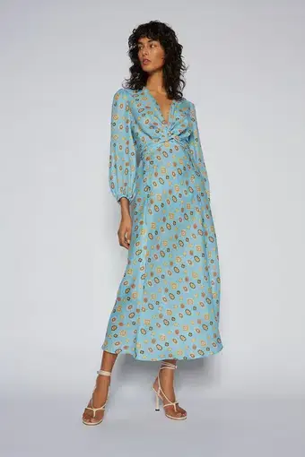 Scanlan Theodore Linen Foulard Pring Dress Print Size 10