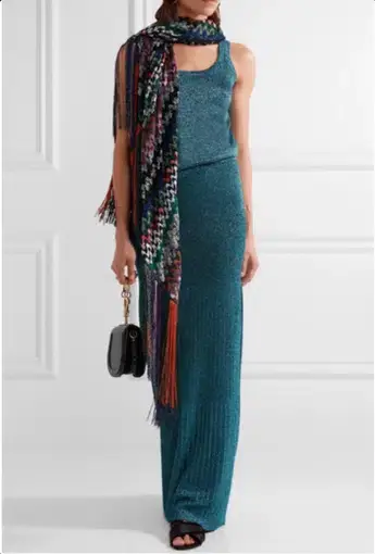 Missoni Blue Metallic Shimmer Knit Skirt and Top Set Size 8