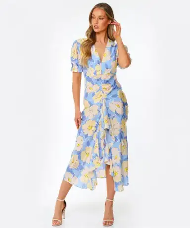 Rixo Ariel Azaelea Blue Dress Print Size S