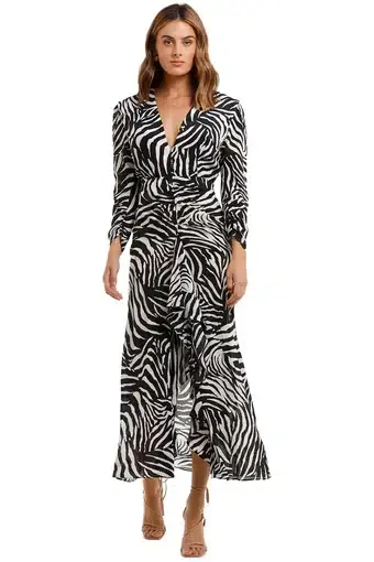 RIXO London Paloma Zebra Maxi Dress Print Size 12 