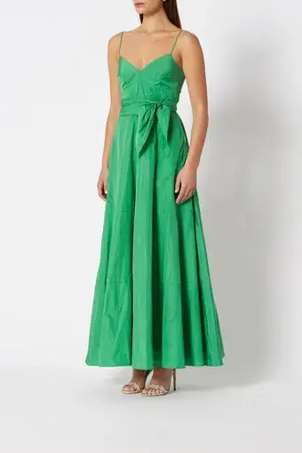 Scanlan Theodore Taffeta Maxi Dress Emerald Green