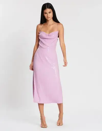 Misha Collection Devon Dress in Lilac Sequin Size 8