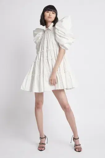 Aje Swift Butterfly Sleeve Smock Mini Dress White Size 4 