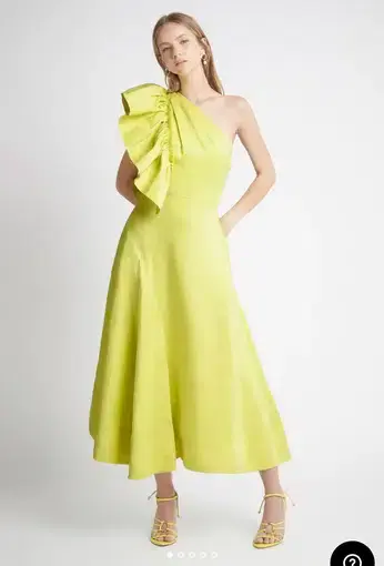 Aje Bonjour Asymmetric Midi Dress Yellow 6