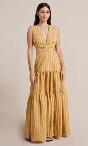 Bec & Bridge Liliana Maxi Dress Yellow Stripe Size 6 