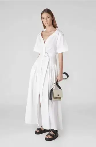 Camilla and Marc Parker Belted Cotton-Poplin Maxi Dress White Size 8