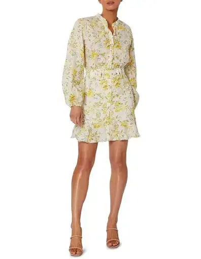 Winona Limette Short Dress Yellow Print Size 10 