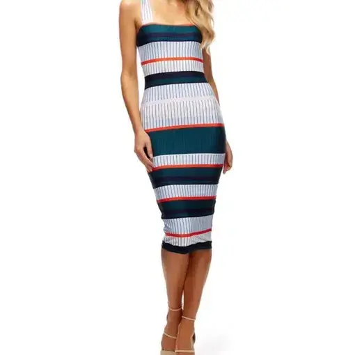 Kookai Midi Dress Striped Size 12