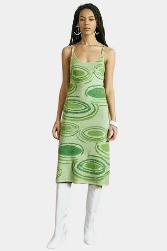 House of Sunny Hockney Dress in Lily Pads Palm Green