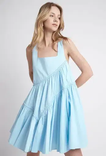 Aje Casabianca Sleeveless Braided Dress in Ice Blue
